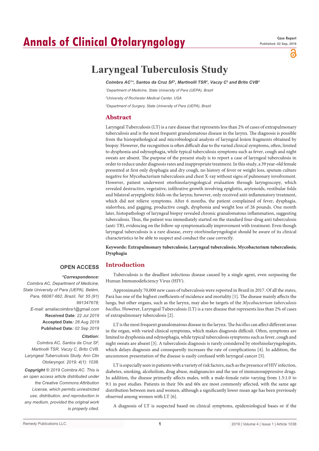 Laryngeal Tuberculosis Study