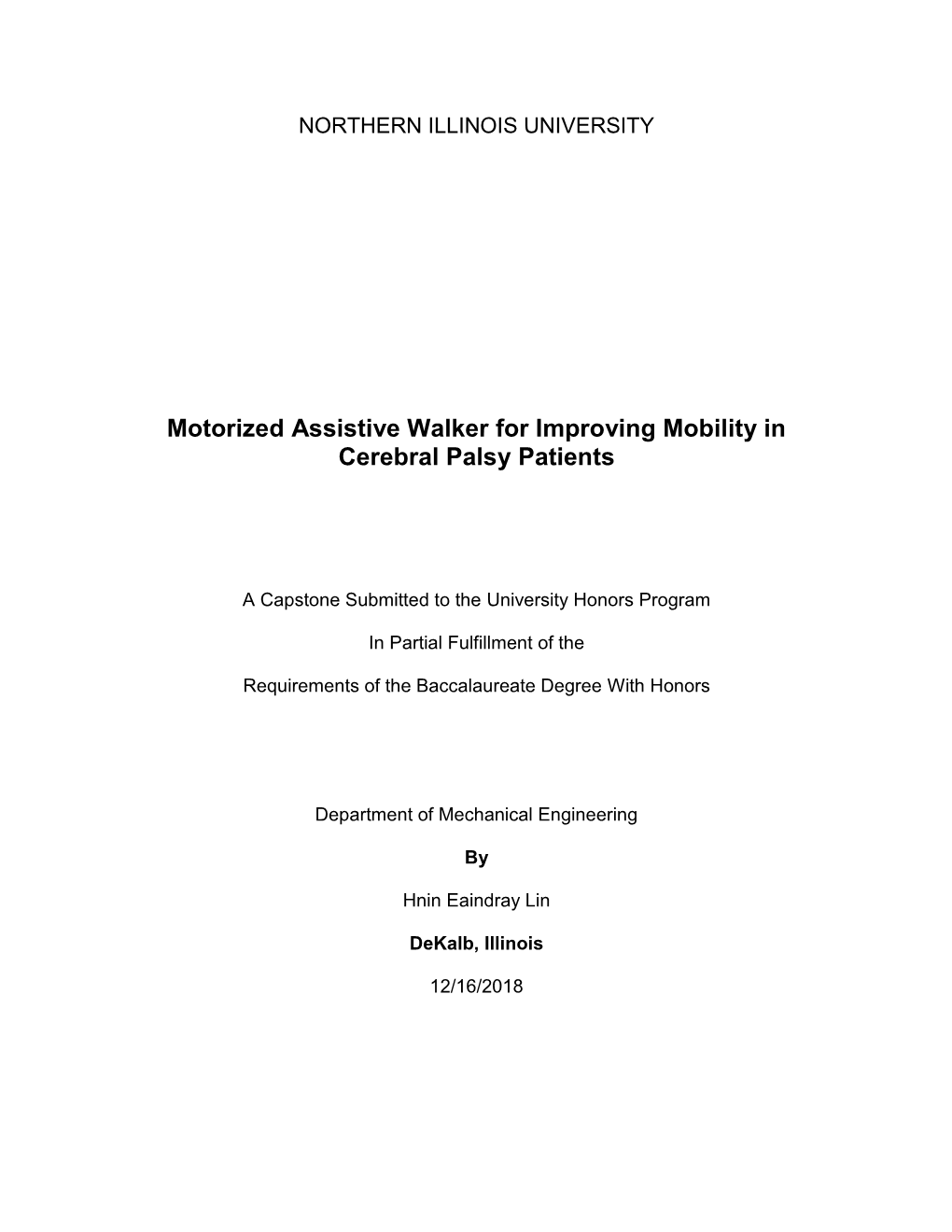 Motorized Assistive Walker for Improving Mobility in Cerebral Palsy Patients