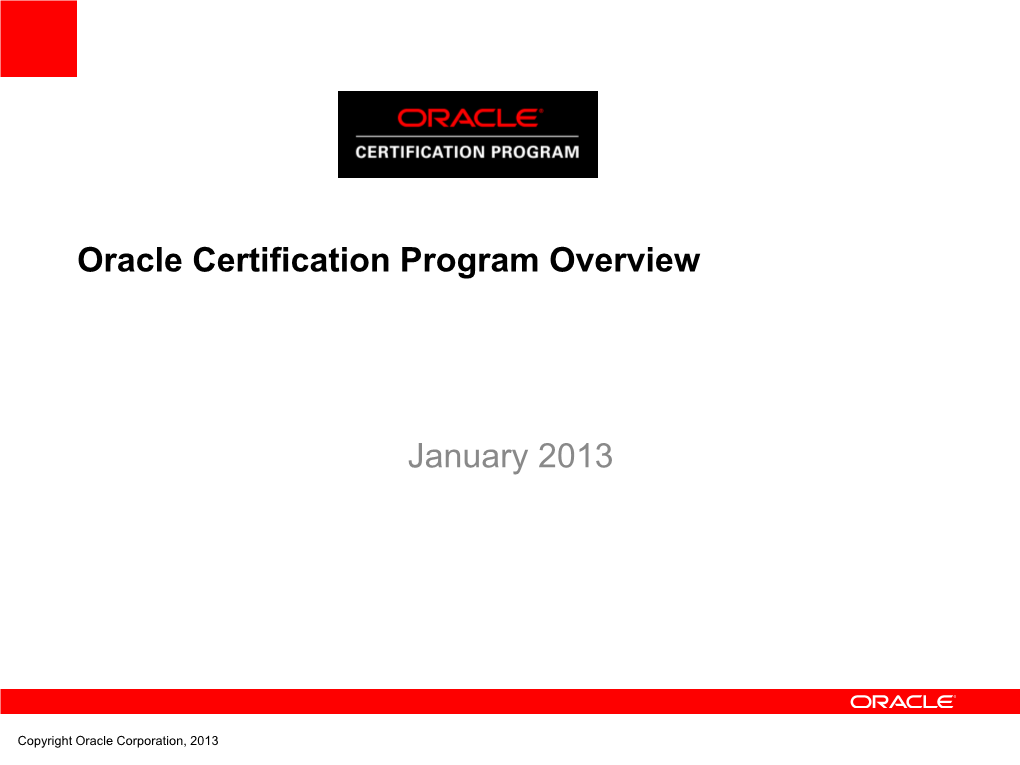 Oracle Certification Program Overview