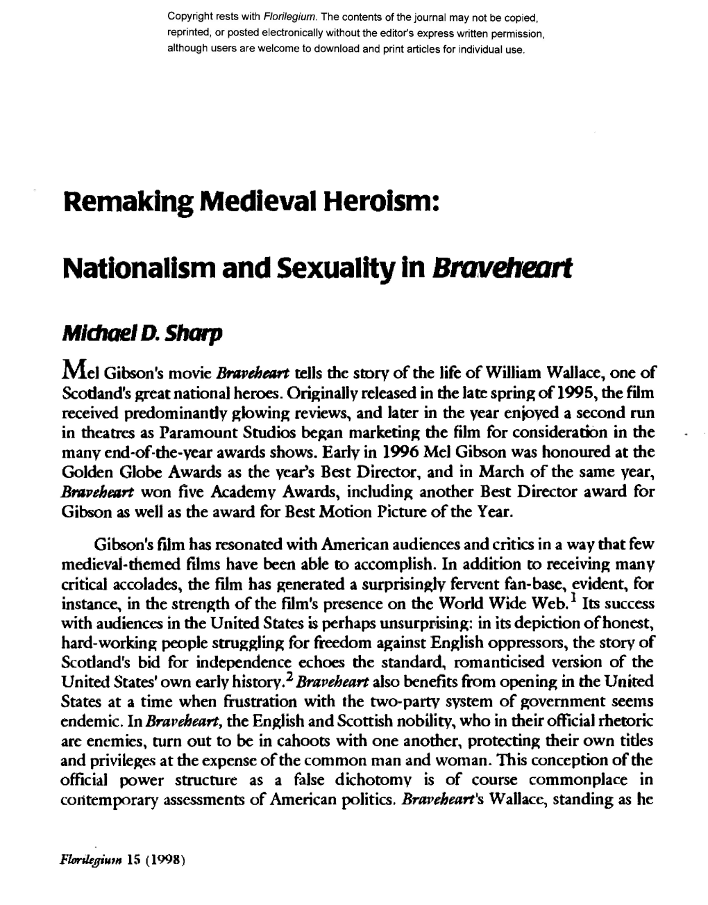 Nationalism and Sexuality in Braveheart