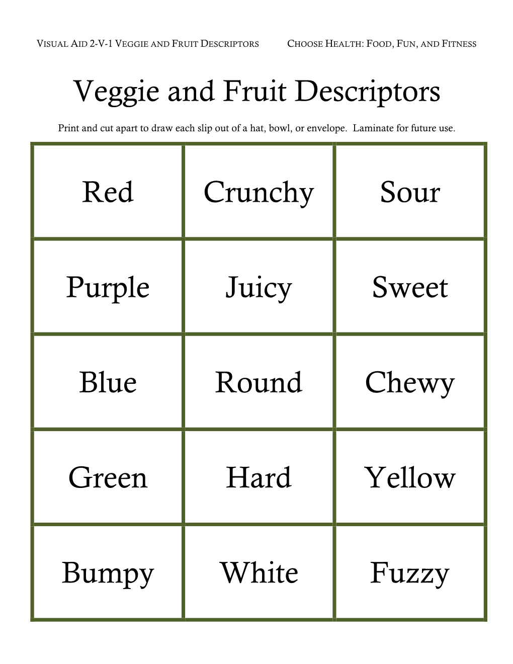 2-V-1 Descriptors, 4-V-1 Signs, 5-V-2 Fast Food Menus