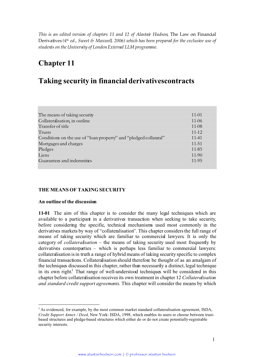 Chapter 11 Taking Security in Financial Derivativescontracts