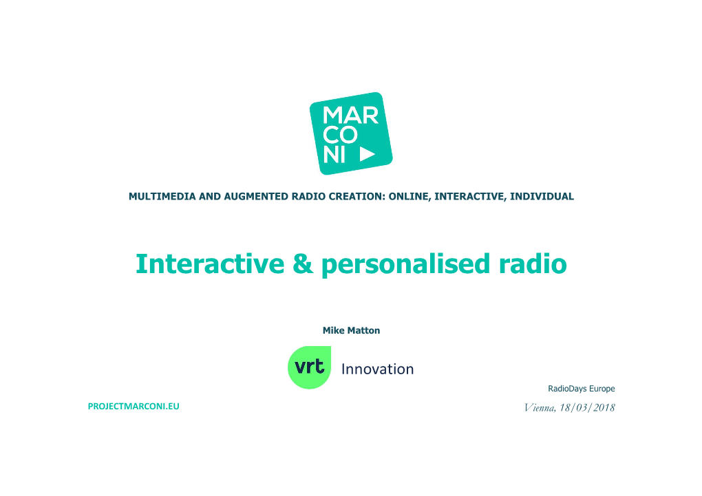 Interactive & Personalised Radio