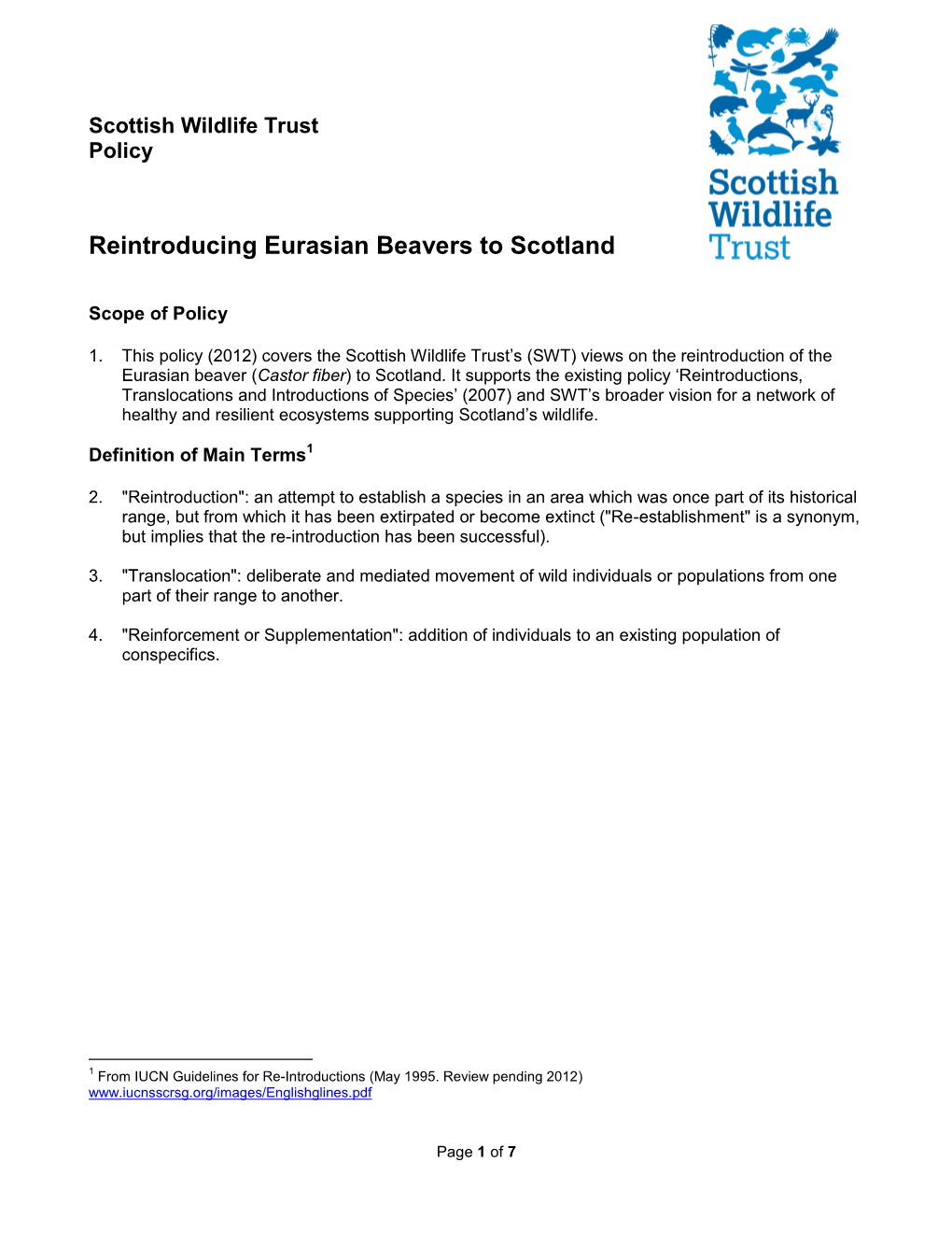 Reintroducing Eurasian Beavers to Scotland