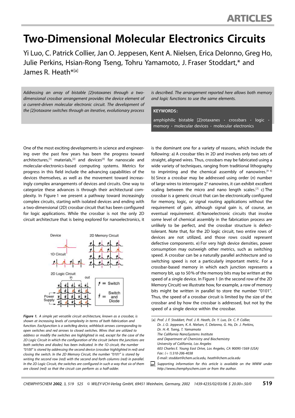 Two-Dimensional Molecular Electronics Circuits Yi Luo, C