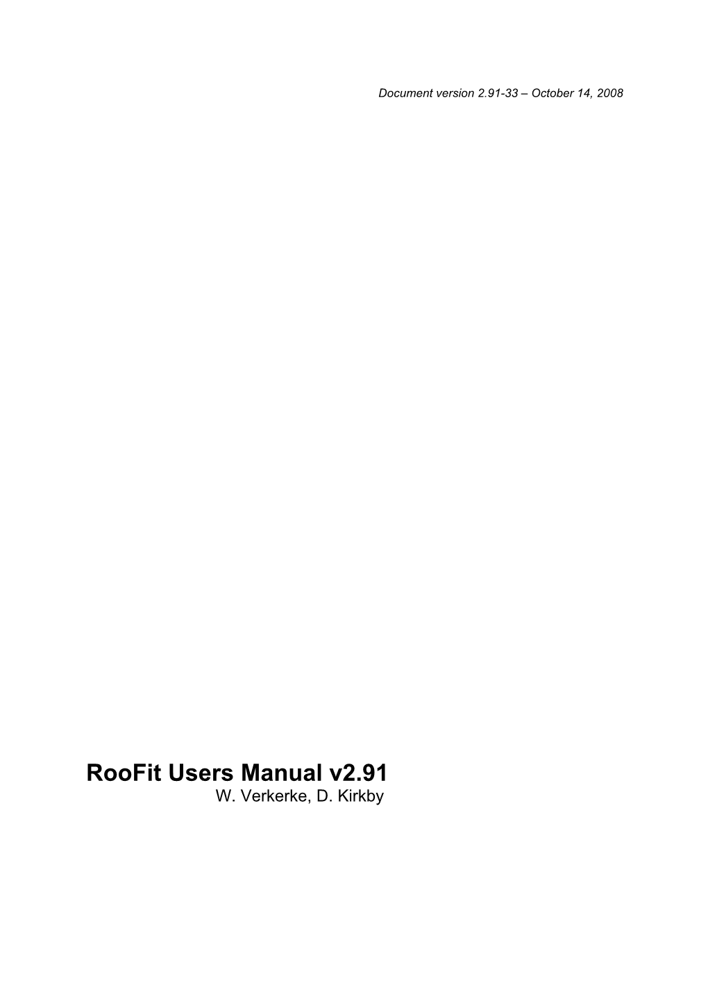 Roofit Users Manual V2.91 W