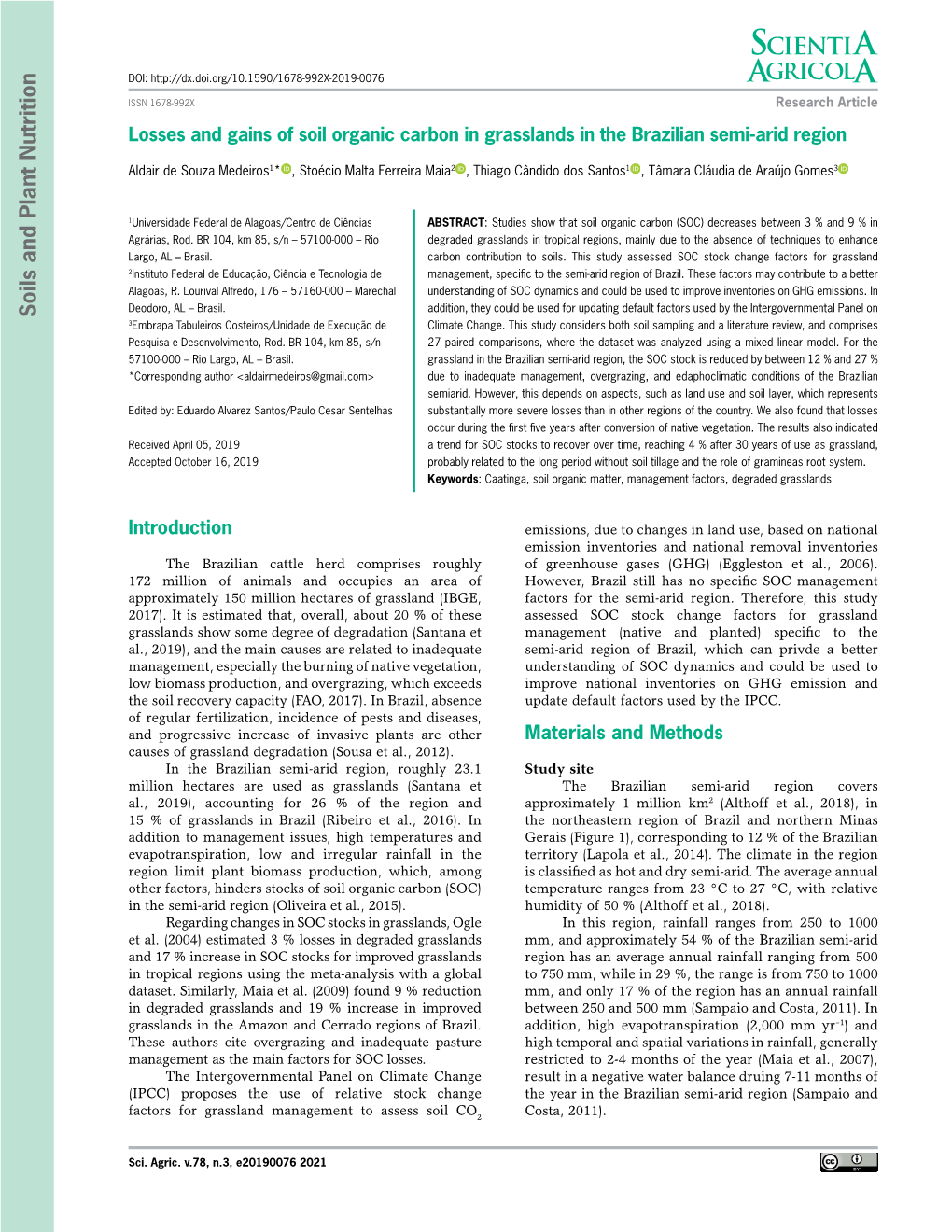 Soils and Plant Nutrition 3Embrapa Tabuleiros Costeiros/Unidade De Execução De Climate Change