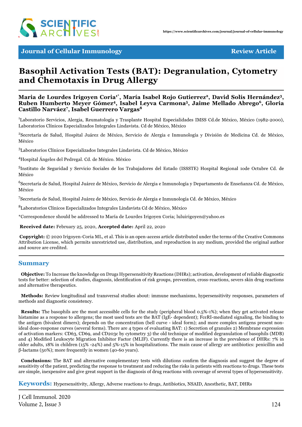 Basophil Activation Tests (BAT): Degranulation, Cytometry and Chemotaxis in Drug Allergy