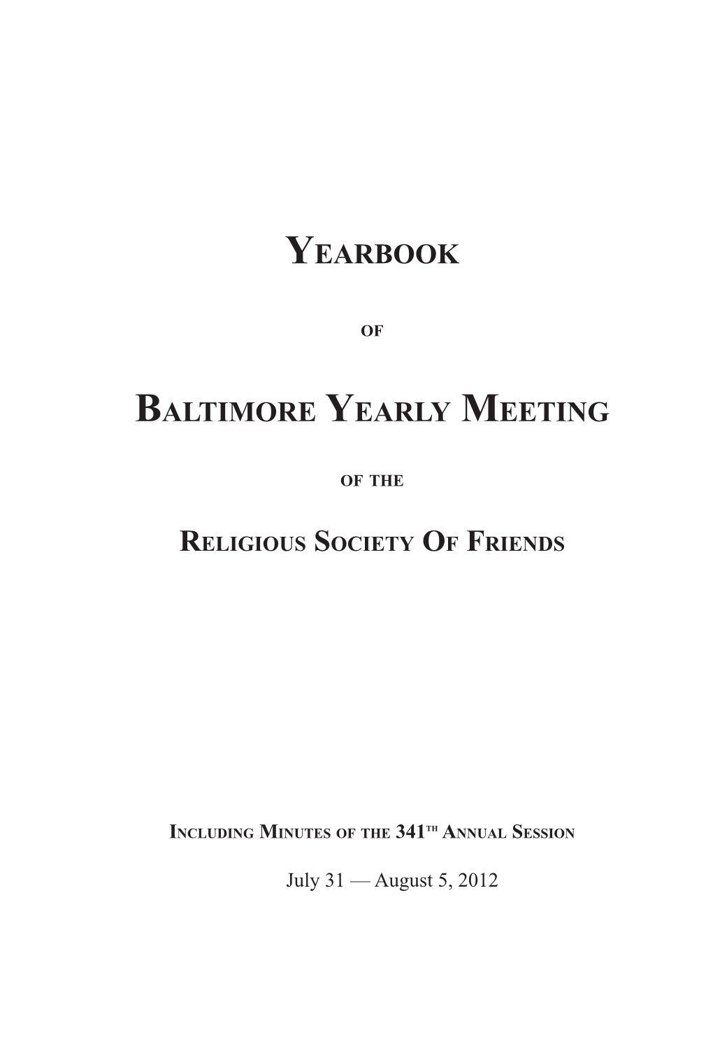 Yearbook Baltimore Yearly Meeting