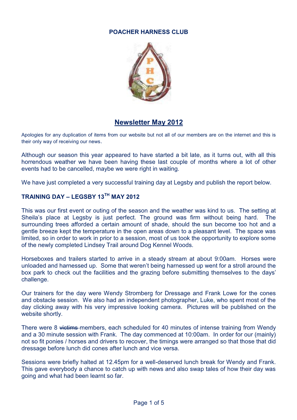 Newsletter May 2012