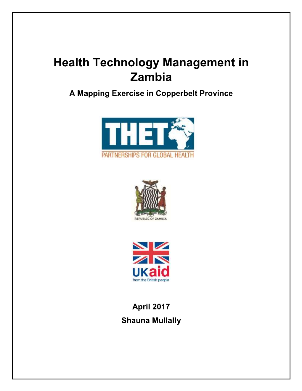 Health Technology Management in Zambia: a Mapping Exercise In