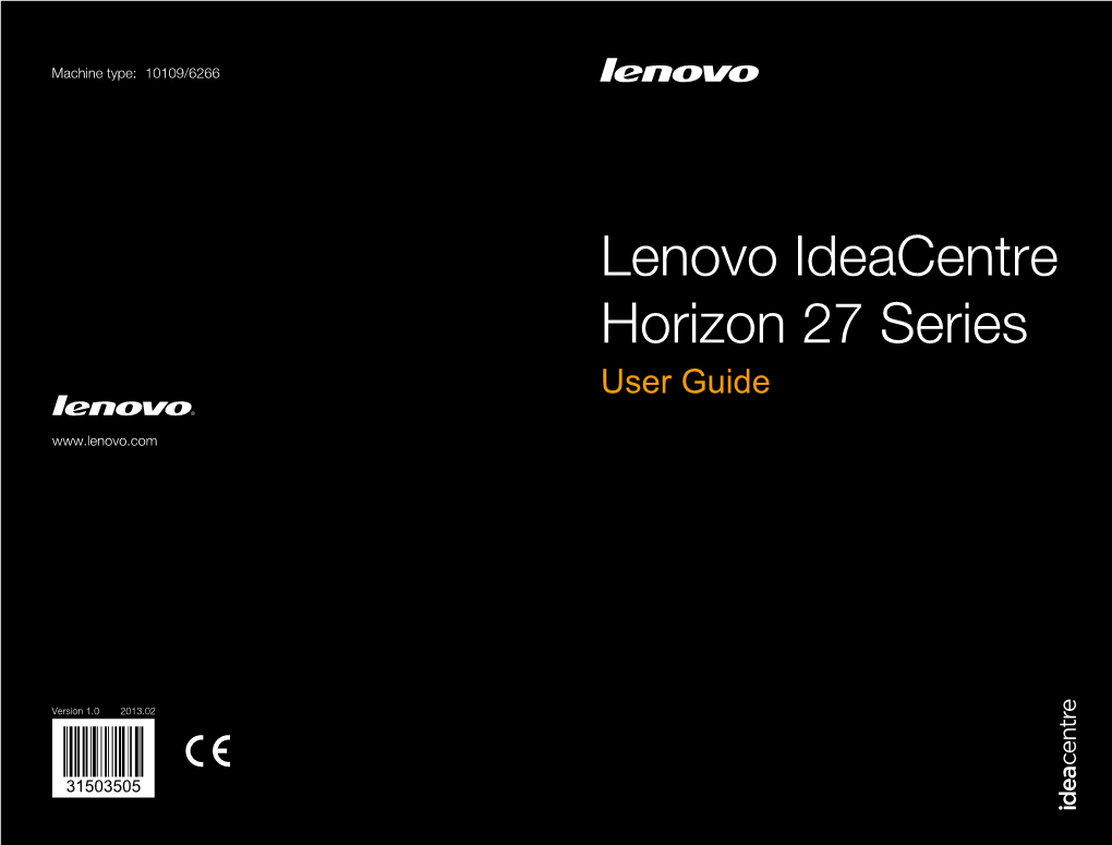 Lenovo Ideacentre Horizon 27 Series User Guide