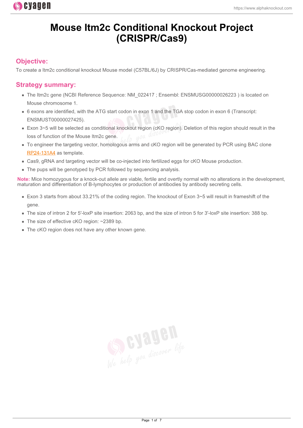 Mouse Itm2c Conditional Knockout Project (CRISPR/Cas9)