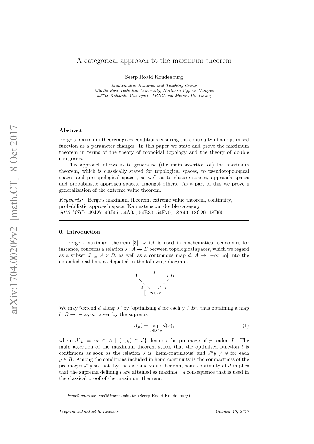 A Categorical Approach to the Maximum Theorem