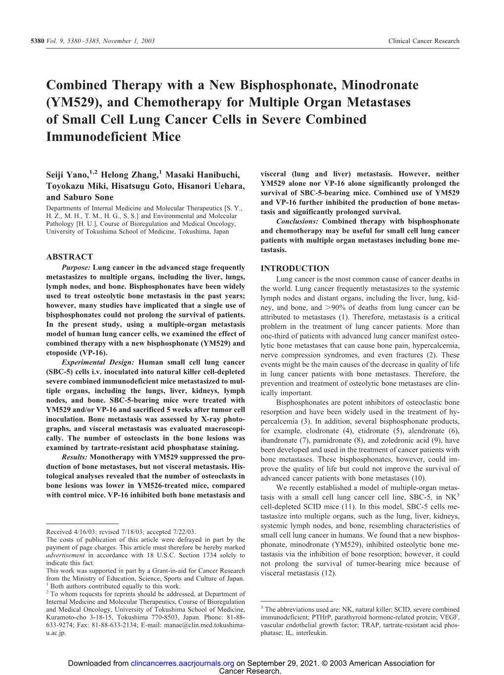 Combined Therapy with a New Bisphosphonate, Minodronate