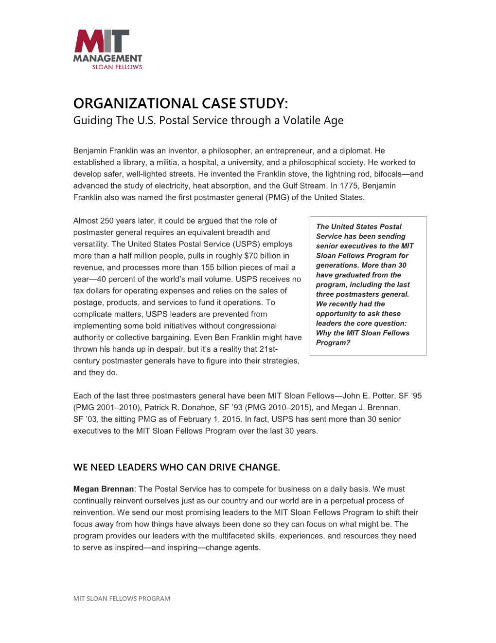 ORGANIZATIONAL CASE STUDY: Guiding the U.S