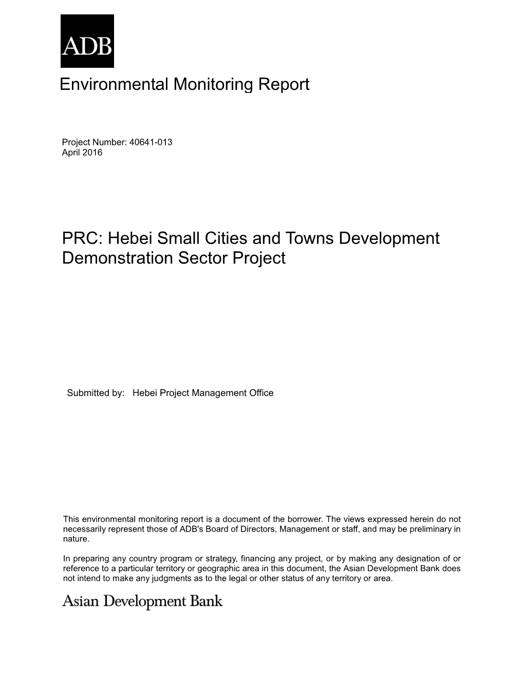 Hebei Small Cities and Towns Development Demonstration Sector Project
