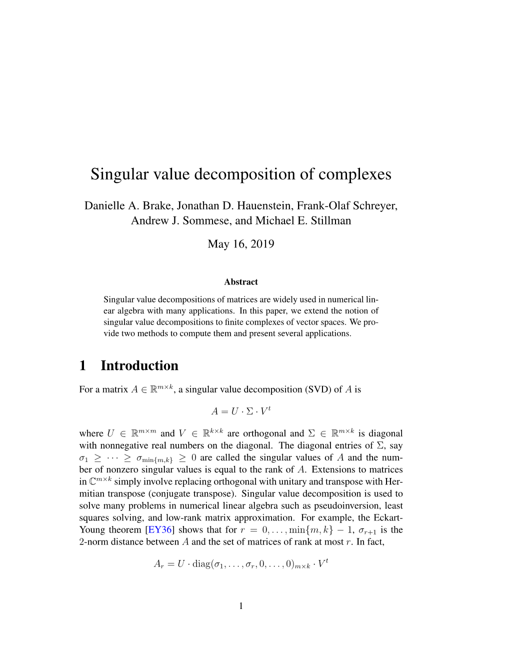 Singular Value Decomposition of Complexes