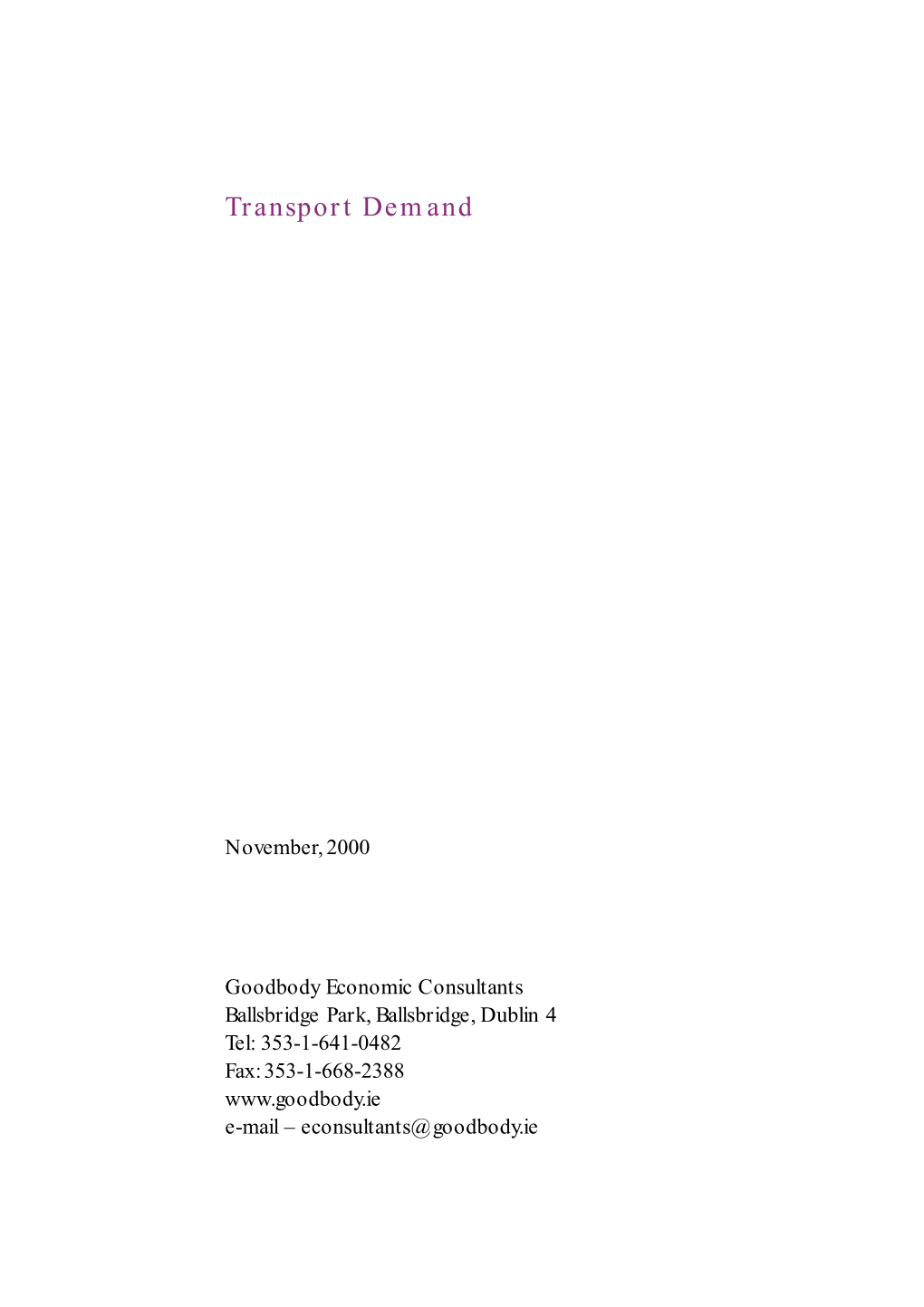 Transport Demand