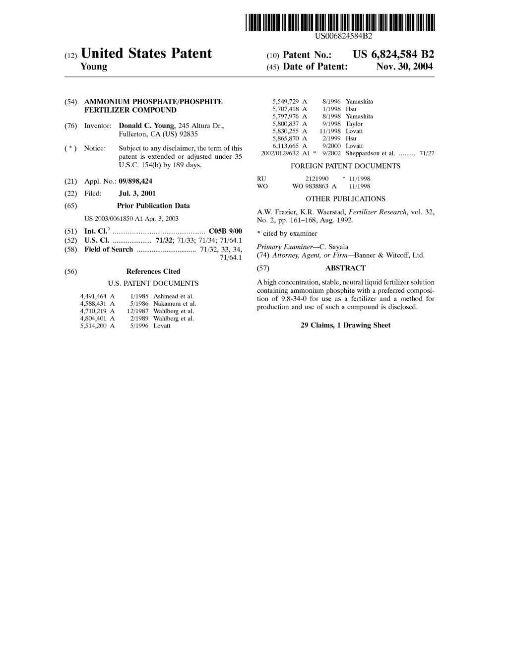 (12) United States Patent (10) Patent No.: US 6,824,584 B2 Young (45) Date of Patent: Nov.30, 2004