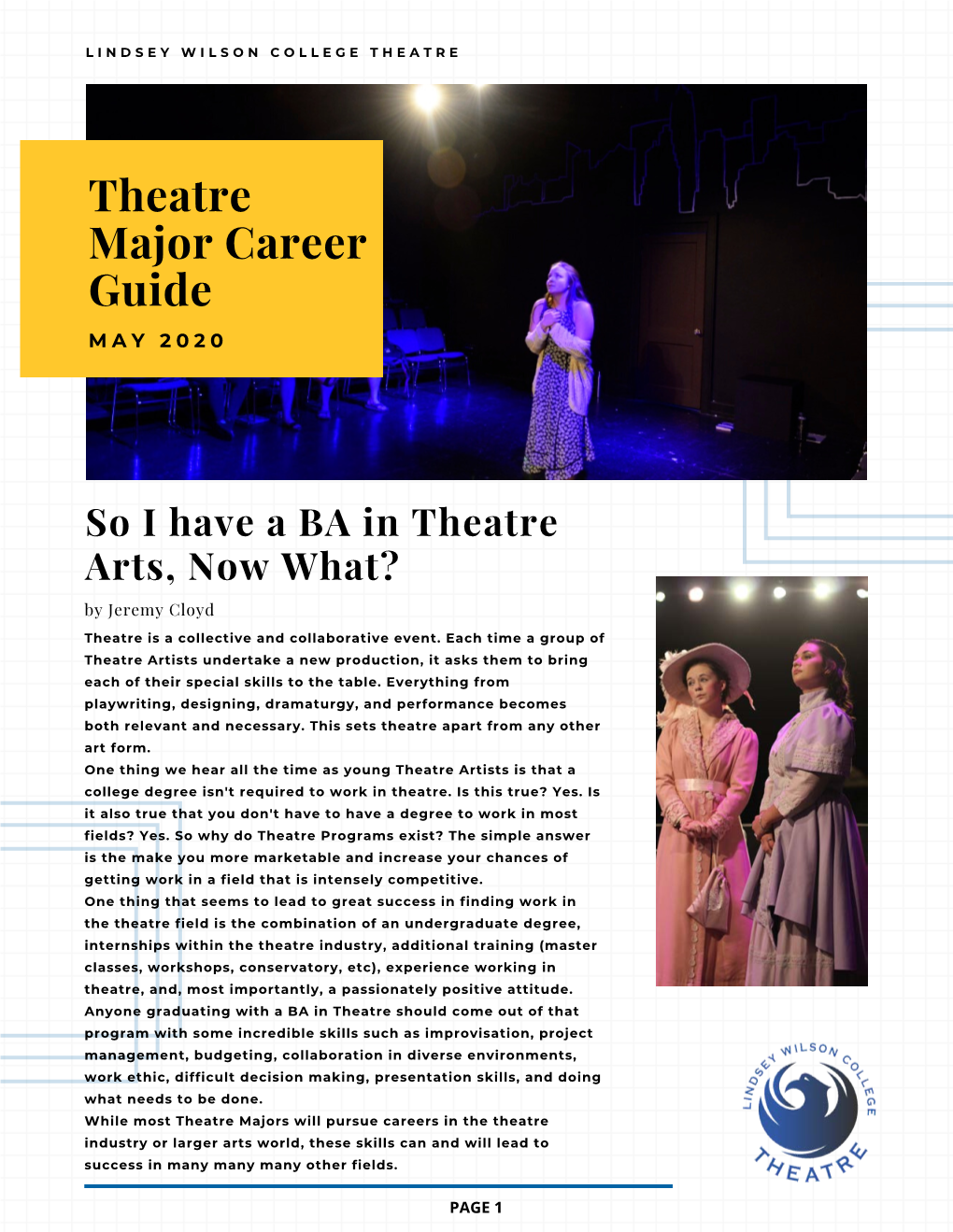 Theatre Major Career Guide M a Y 2 0 2 0