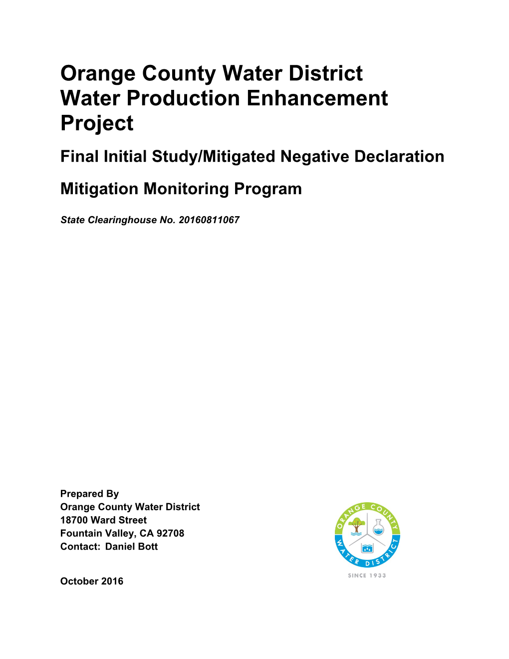 Orange County Water District Water Production Enhancement Project
