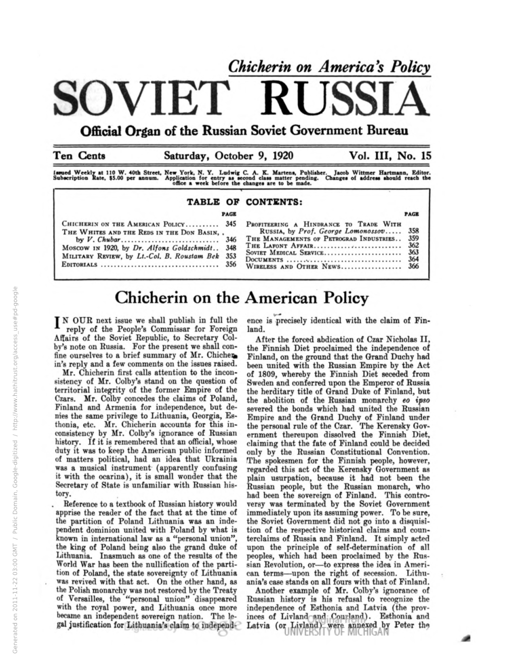 Soviet Russia. V.3 1920 Jul-Dec