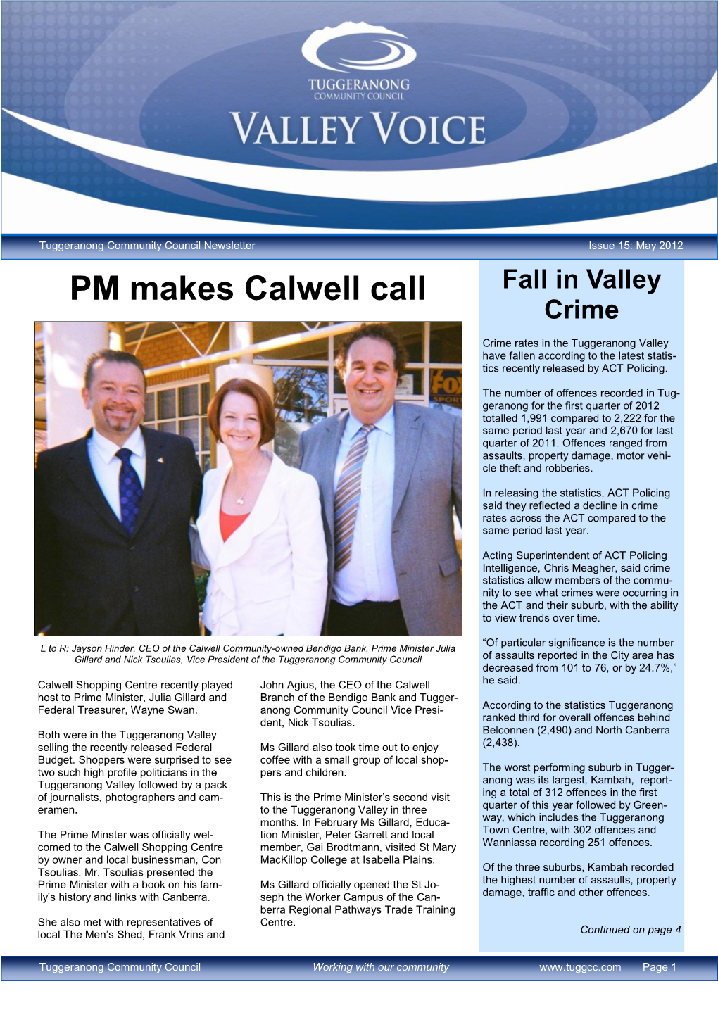 PM Makes Calwell Call Fall in Valley Crime