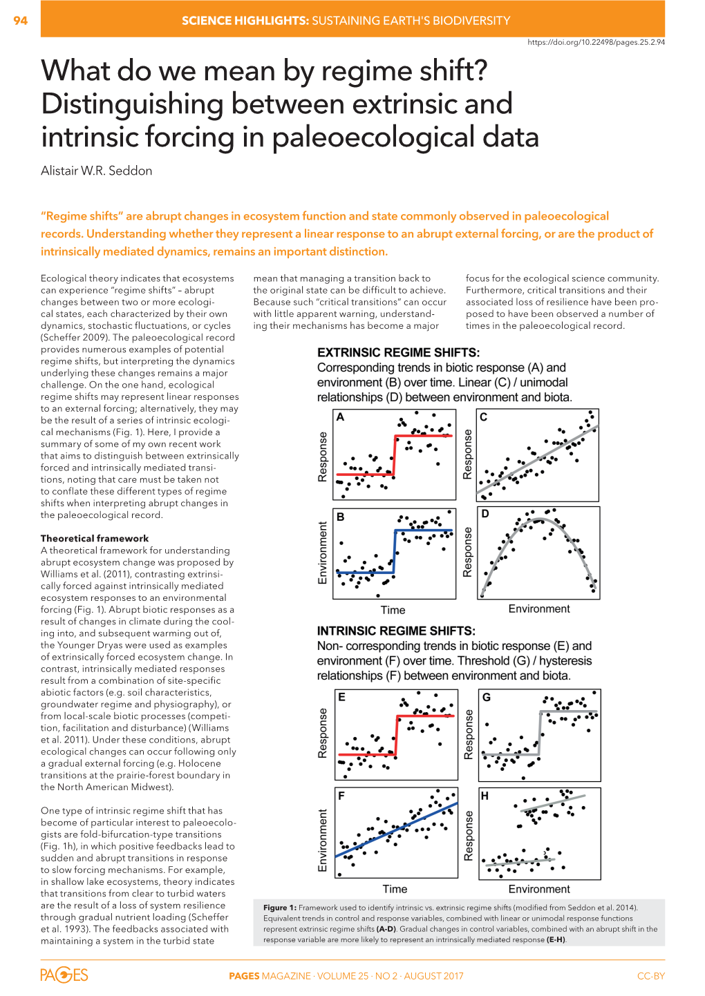 What Do We Mean by Regime Shift? Distinguishing Between Extrinsic and Intrinsic Forcing in Paleoecological Data Alistair W.R