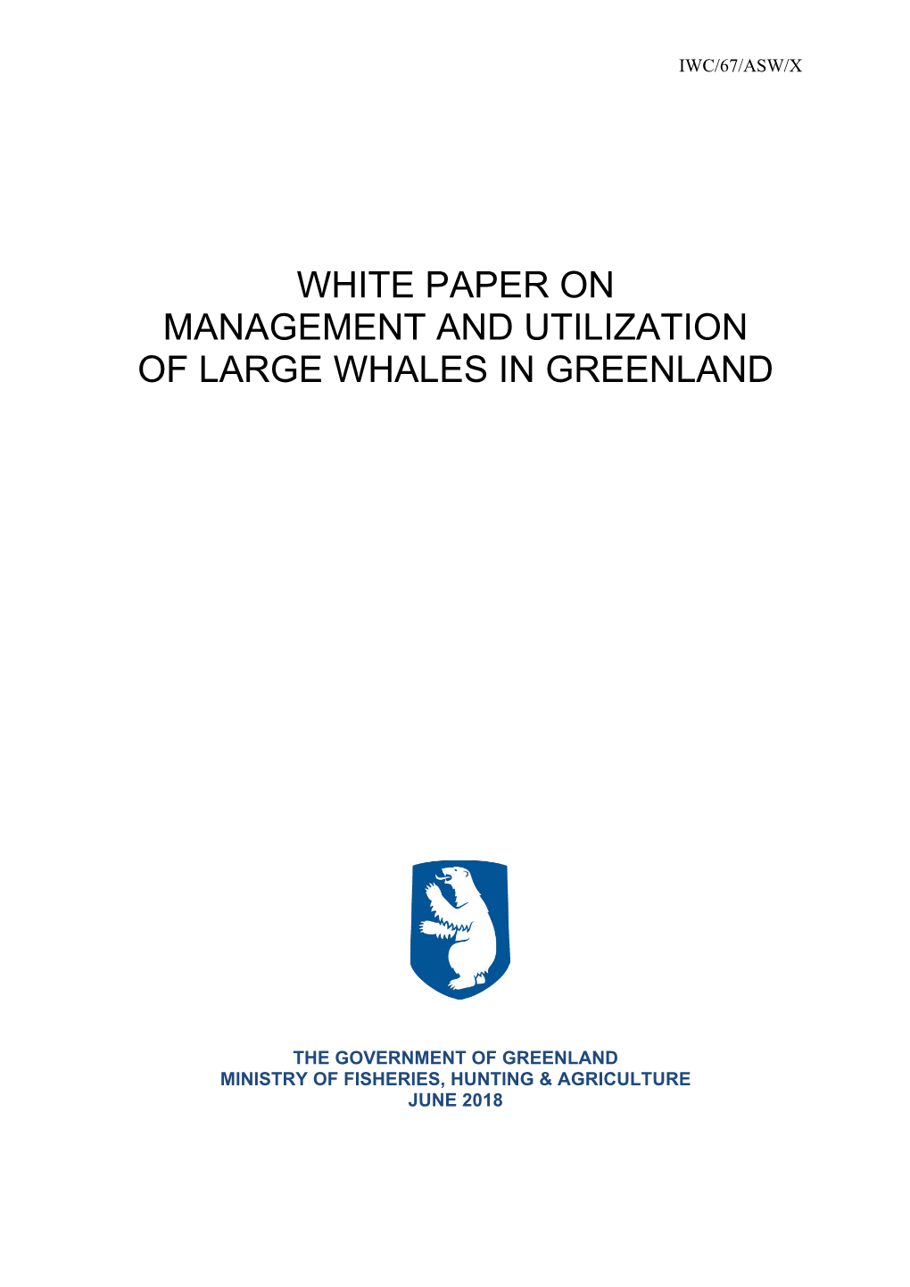 White Paper on Management and Utilization of Large Whales in Greenland