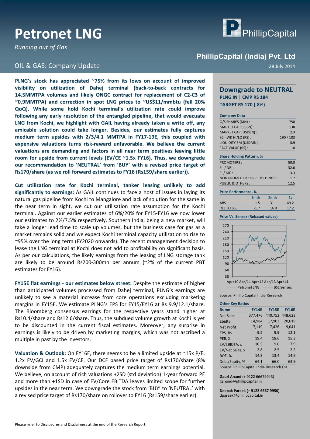 Petronet LNG Running out of Gas Phillipcapital (India) Pvt