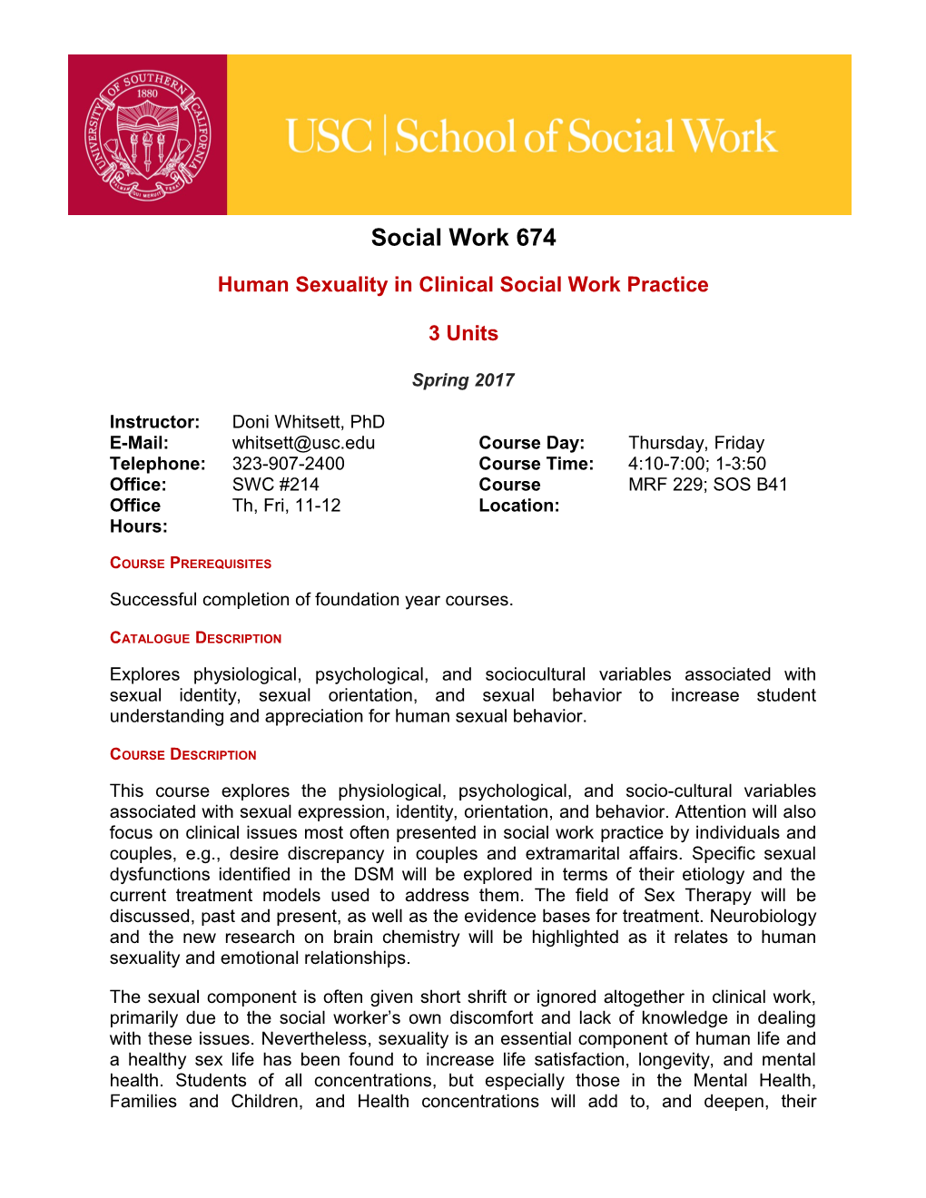 School of Social Work Syllabus Template Guide s13