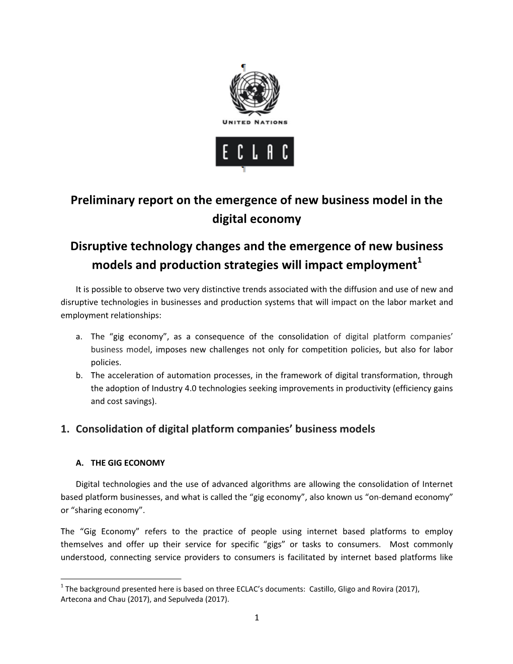 Preliminary Report on the Emergence of New Business Model in the Digital Economy