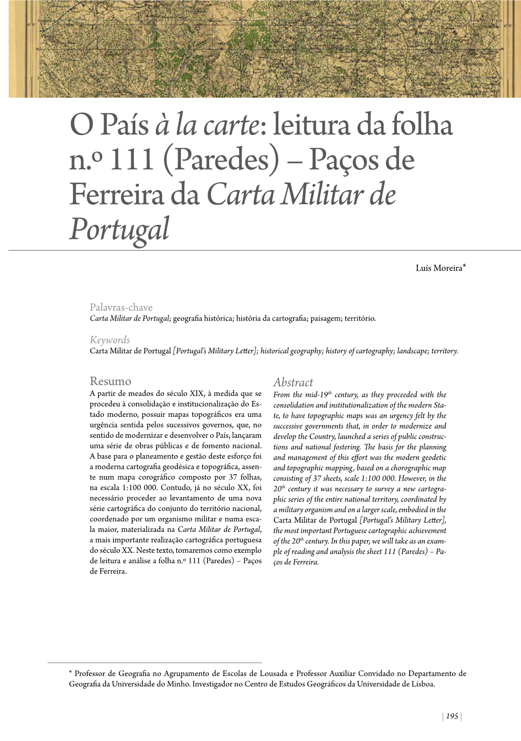 Leitura Da Folha N.º 111 (Paredes) – Paços De Ferreira Da Carta Militar De Portugal