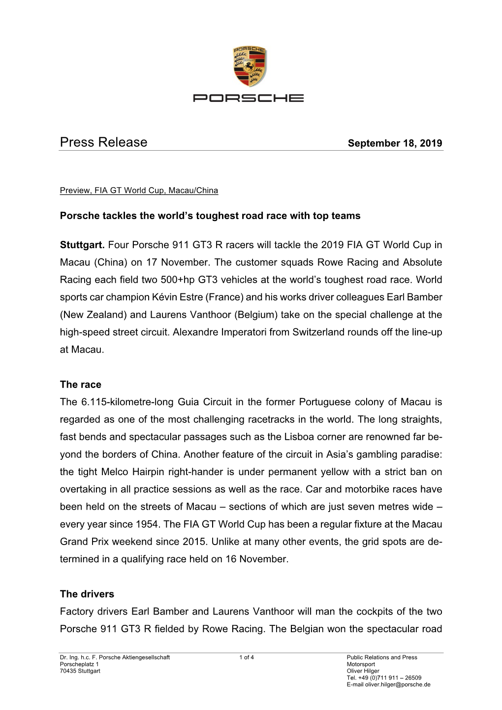 Press Release September 18, 2019