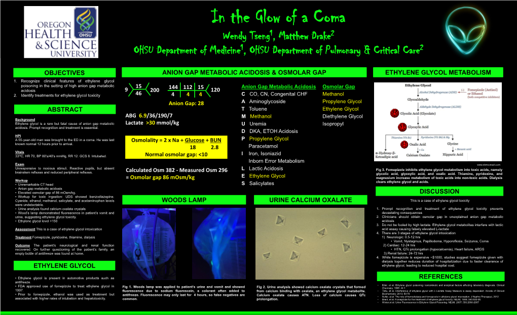 Anion Gap Metabolic Acidosis & Osmolar Gap Woods Lamp