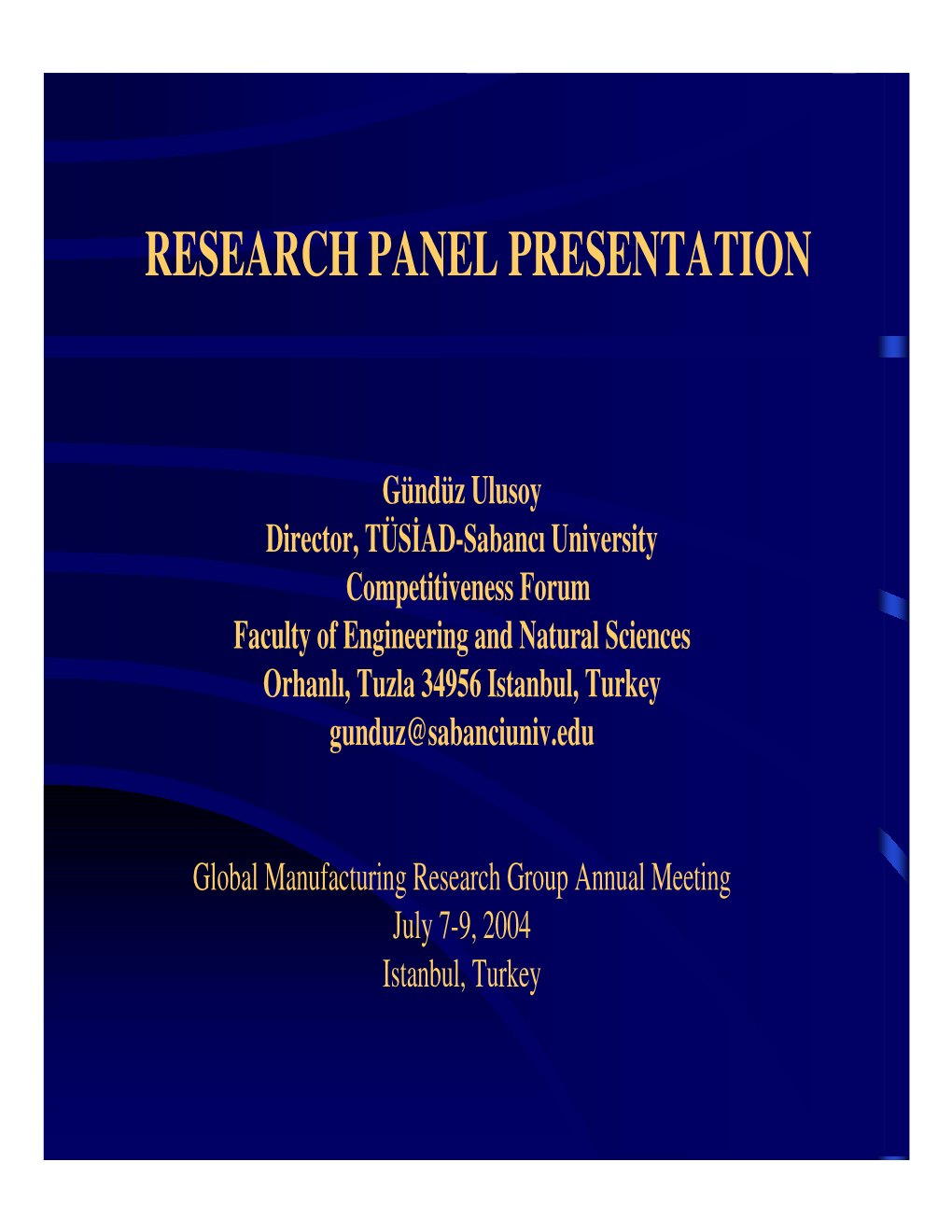 Research Panel Presentation