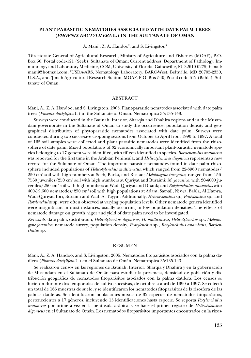 135 Plant-Parasitic Nematodes Associated With