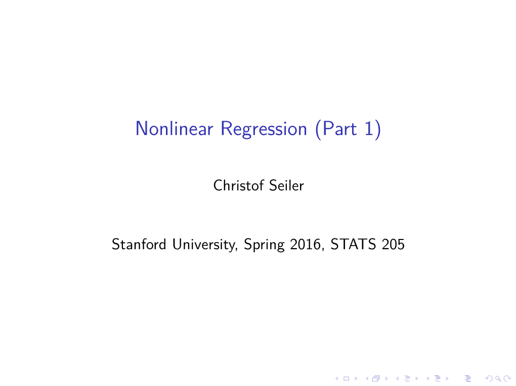 Nonlinear Regression (Part 1)