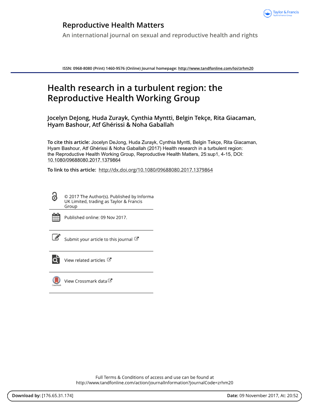 The Reproductive Health Working Group