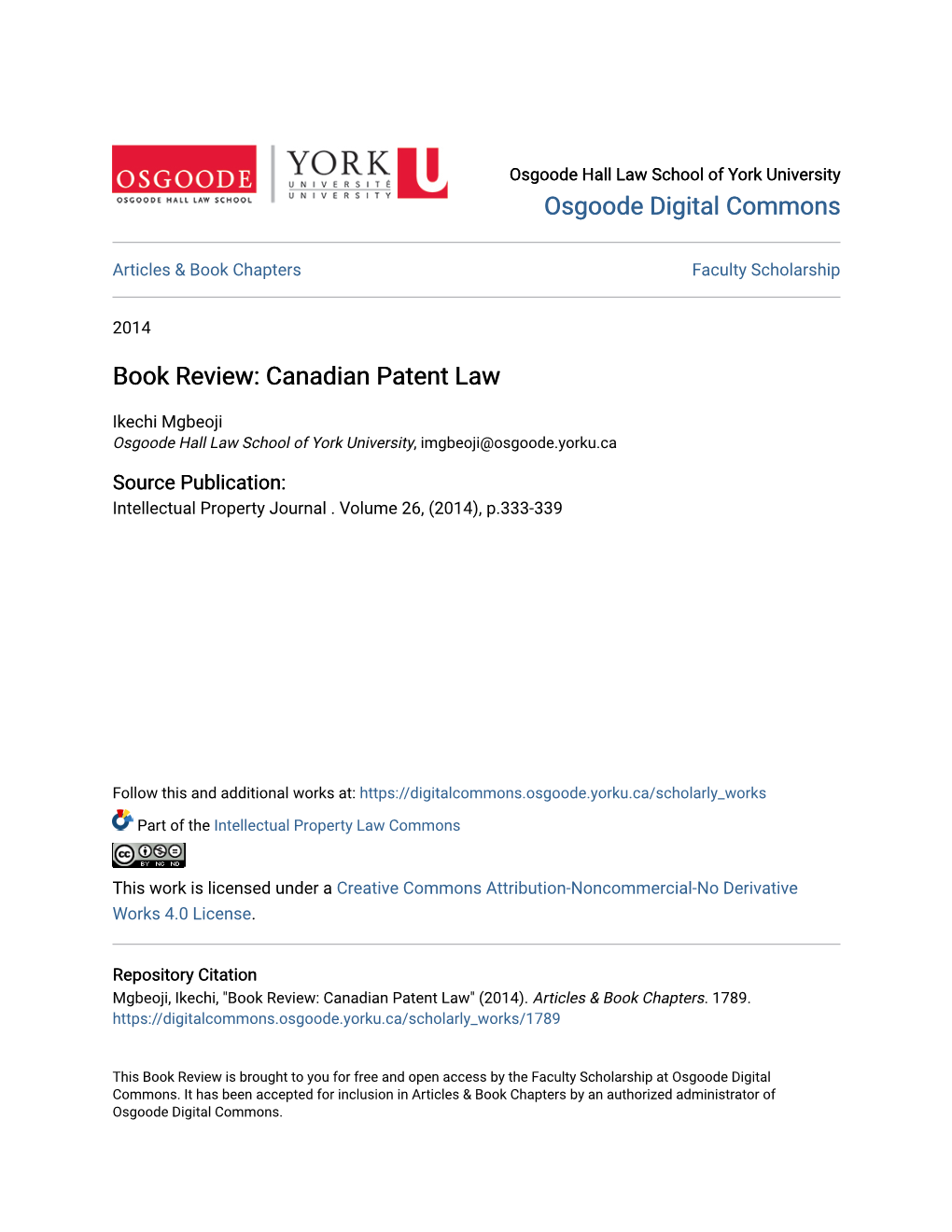 Canadian Patent Law