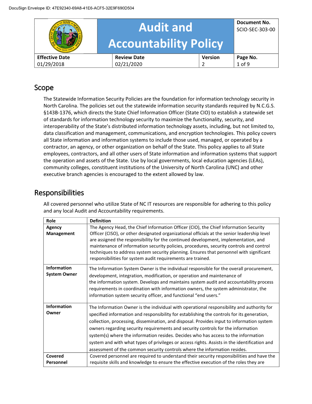 Audit and Accountability Policy