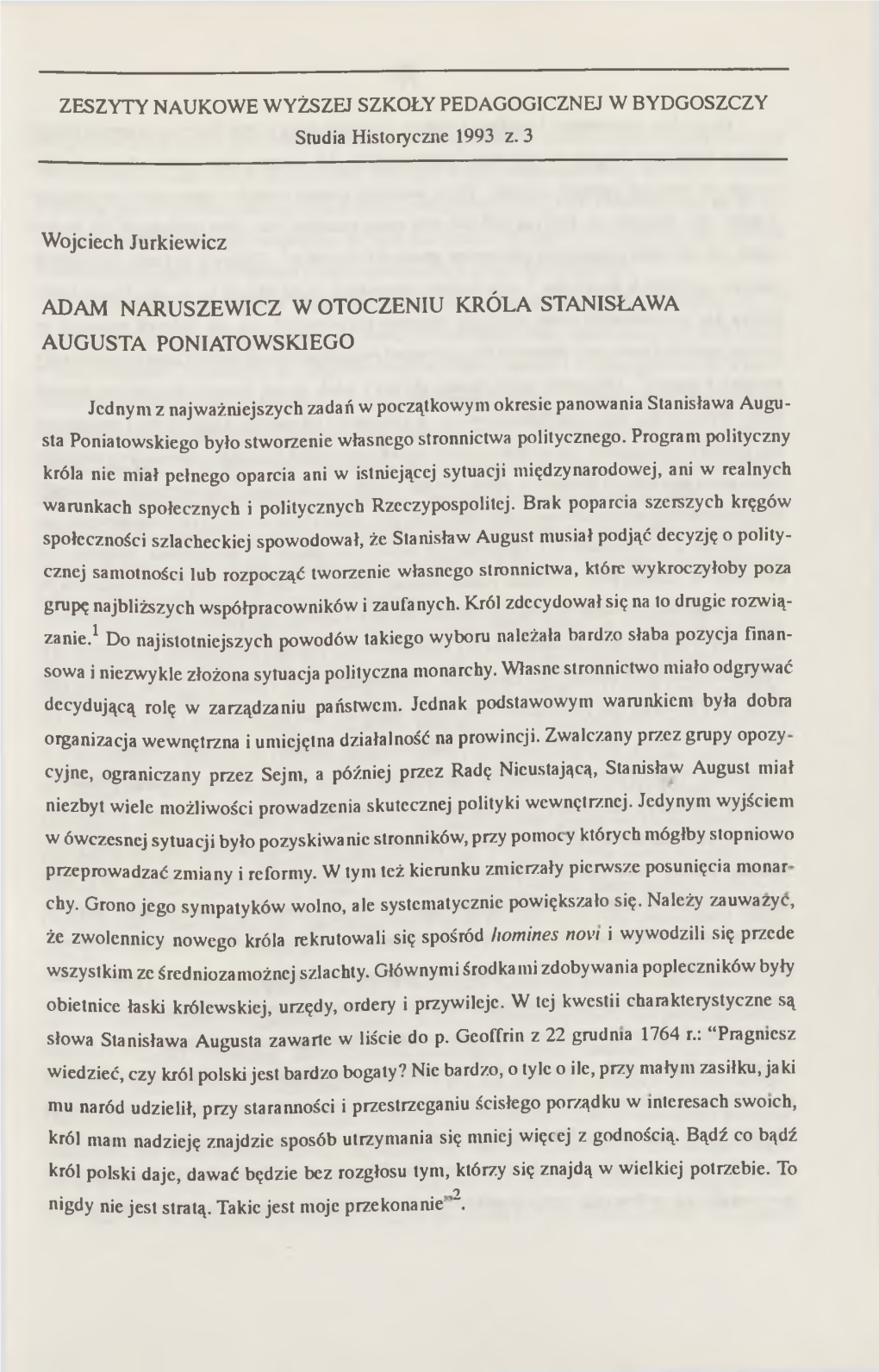 Adam Naruszewicz W Otoczeniu Króla Stanisława Augusta Poniatowskiego