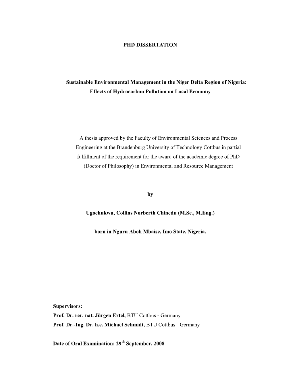 Collins Ugochukwu Phd Dissertation