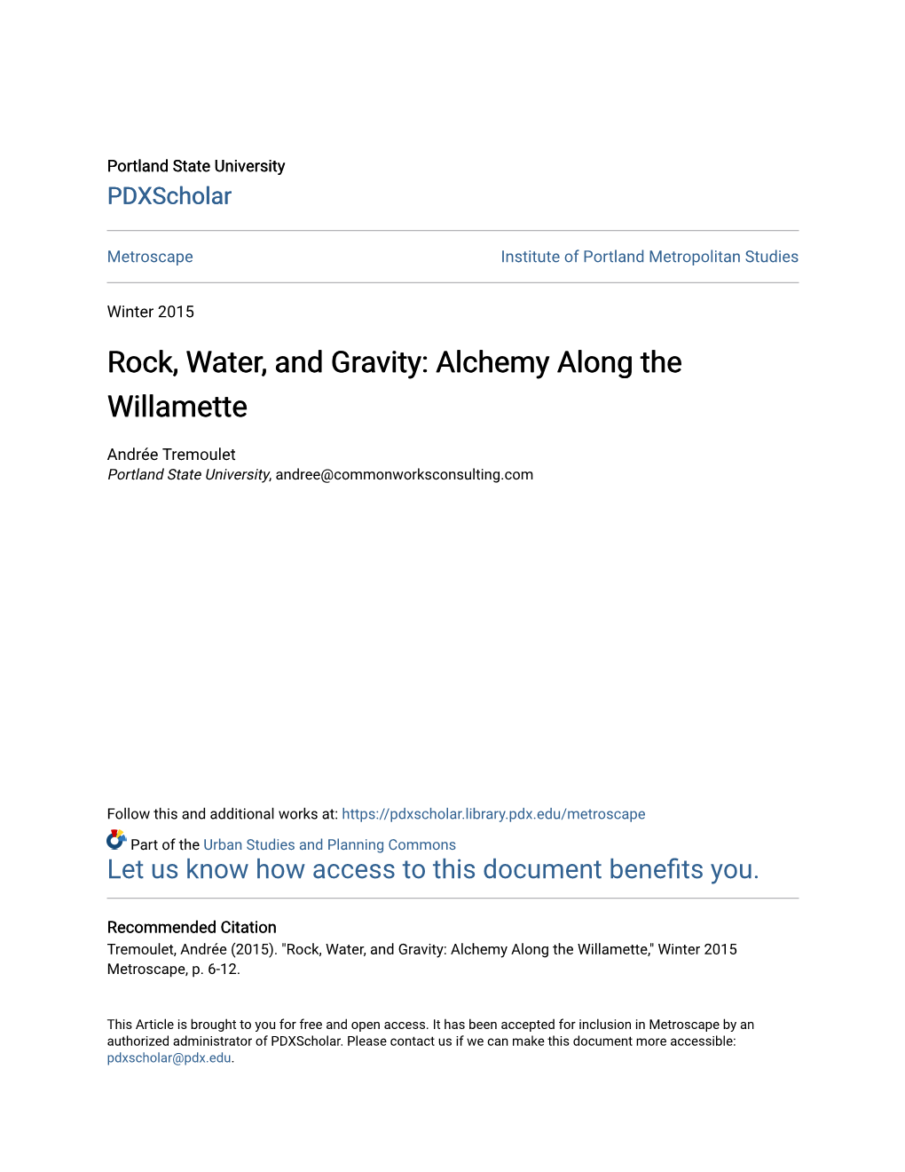 Rock, Water, and Gravity: Alchemy Along the Willamette