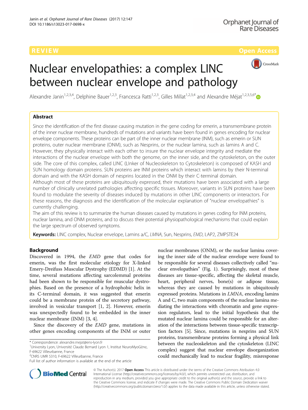 A Complex LINC Between Nuclear Envelope and Pathology