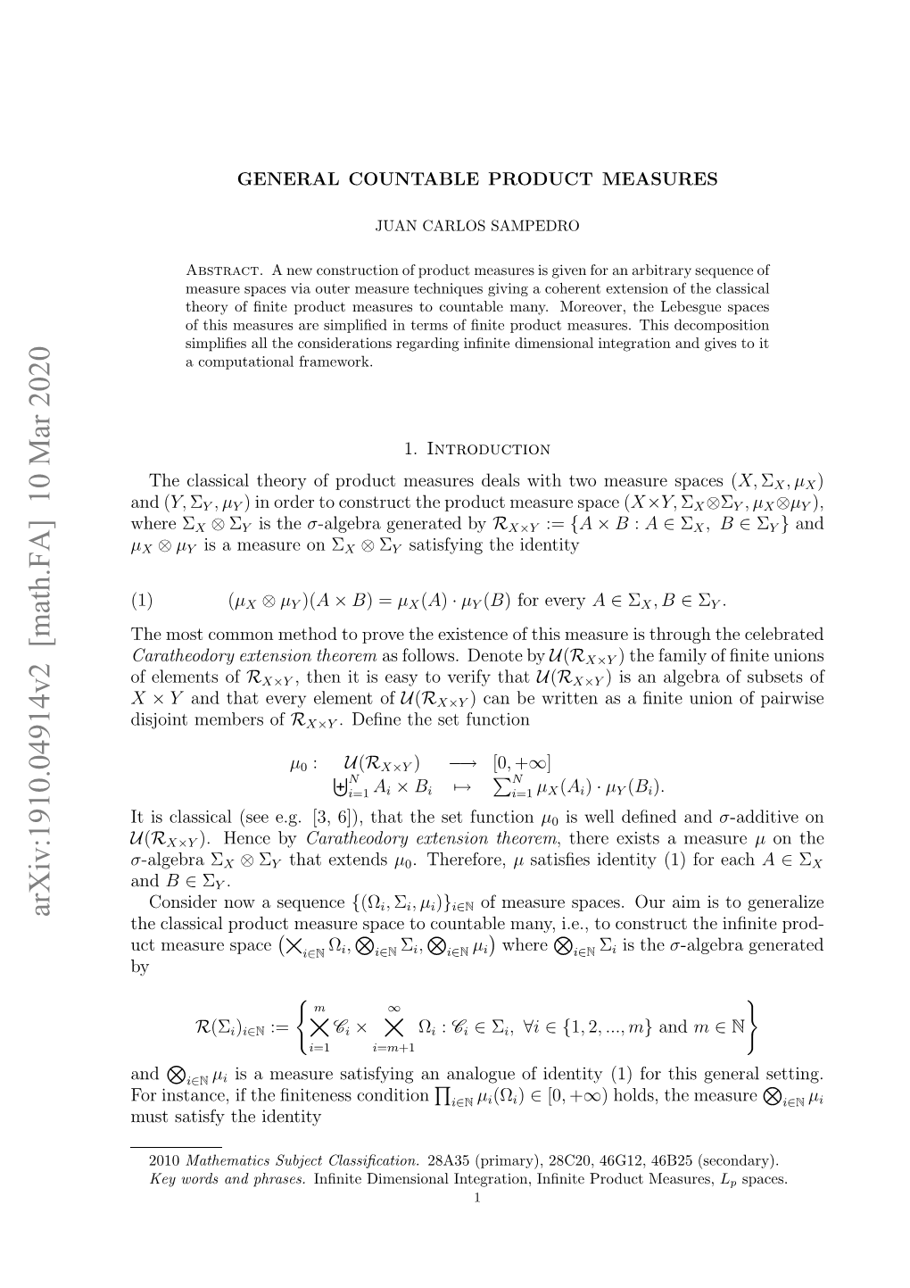 Arxiv:1910.04914V2 [Math.FA] 10 Mar 2020 Ijitmmesof Members Disjoint Ti Lsia Seeg 3 ],Ta H E Function Set the That 6]), [3, E.G