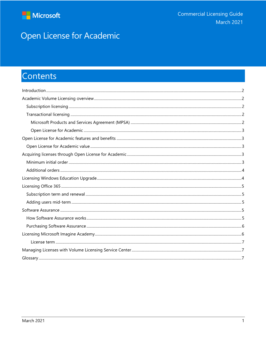 Contents Open License for Academic