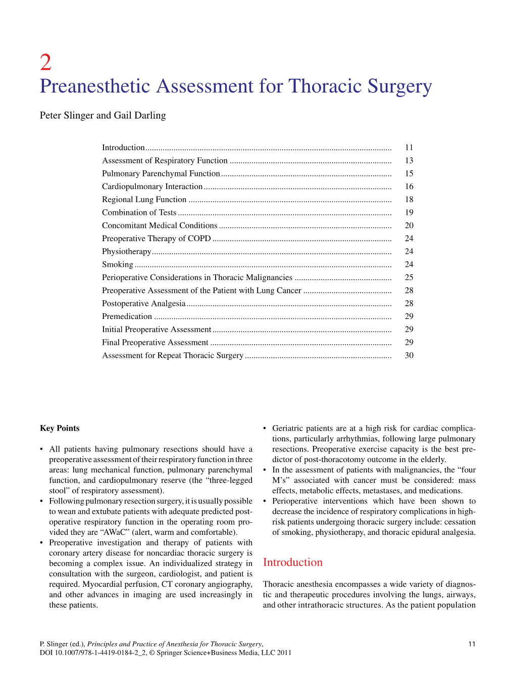 Preanesthetic Assessment for Thoracic Surgery