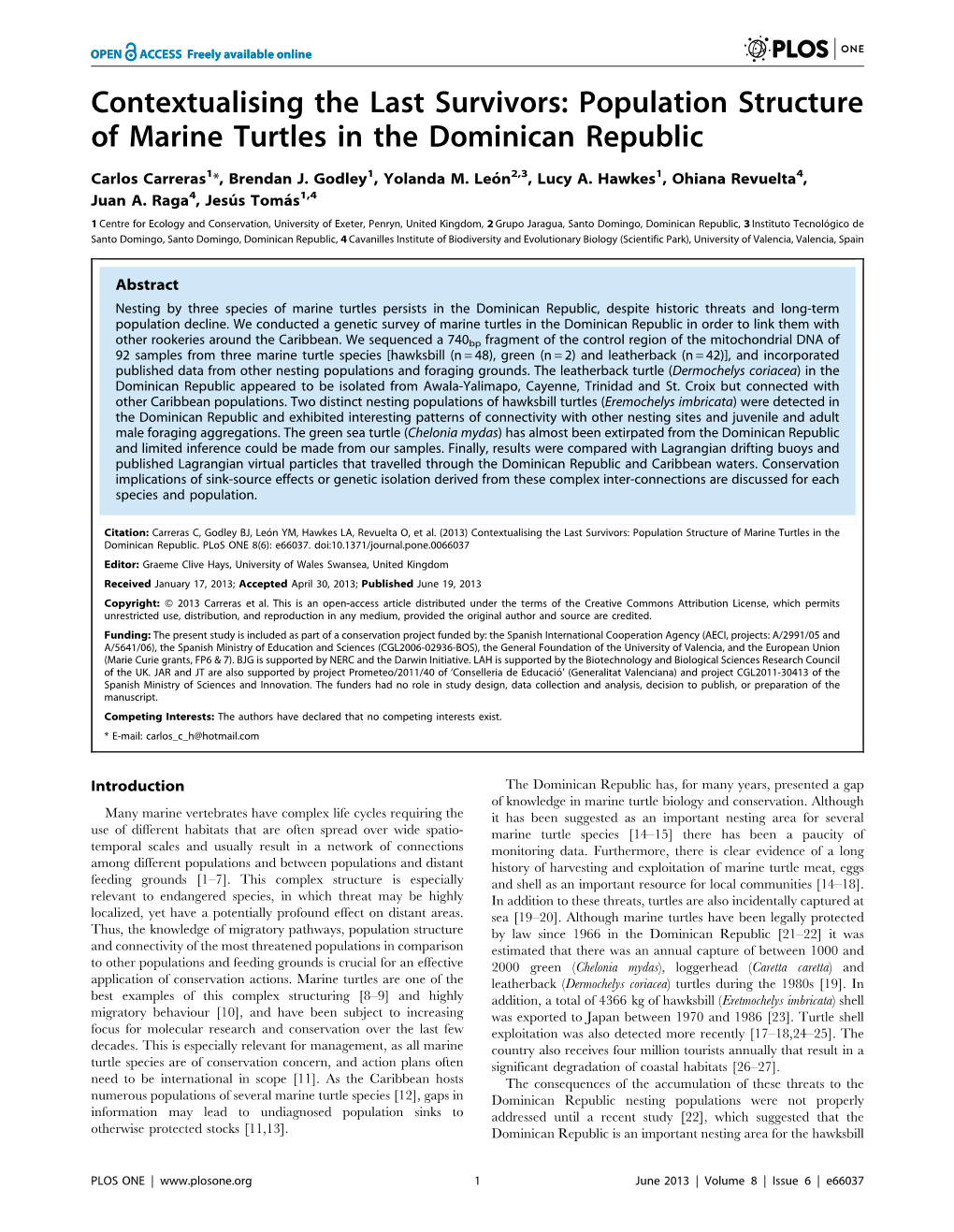 Population Structure of Marine Turtles in the Dominican Republic